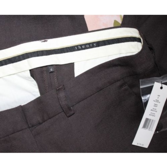 Theory Brown Linen Blend Palmer Bermuda Shorts - Picture 3 of 4